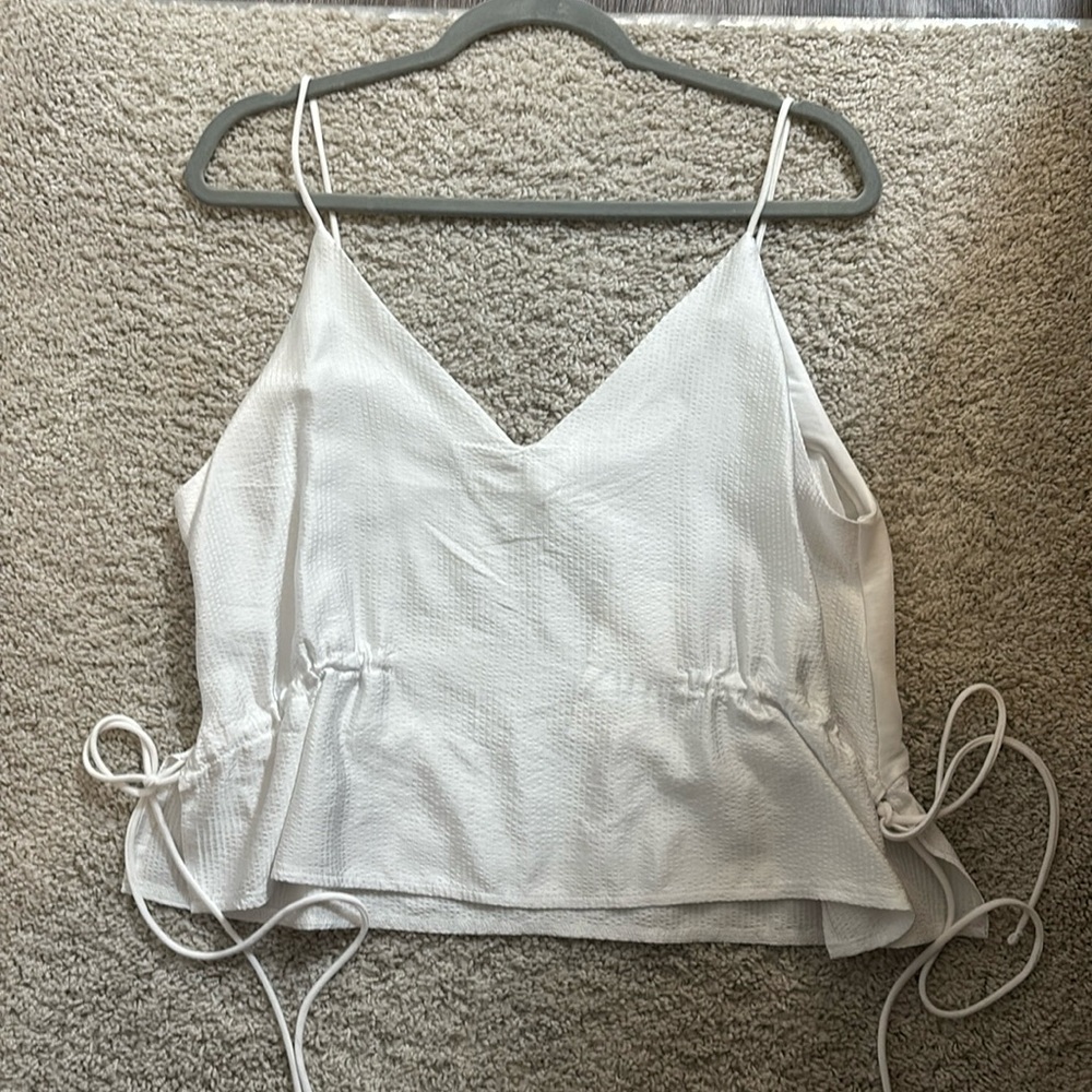NWT Zara Cami Top white adjustable cinched sides M